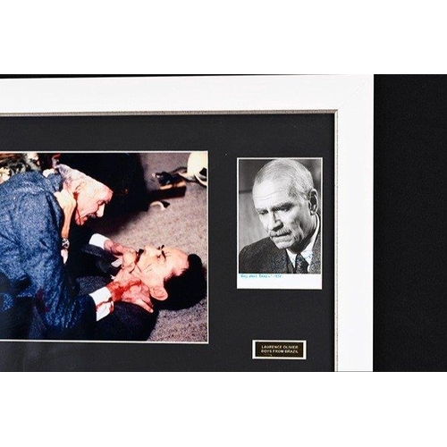 24 - An original authenticated SIR LAURENCE OLIVIER  (1907-1989) signature. This framed presentation inco... 