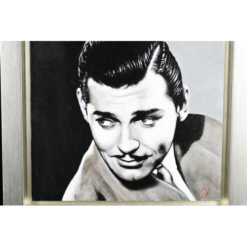 241 - An original oil on canvas of CLARK GABLE in bespoke frame. The painting is signed T V by the English... 