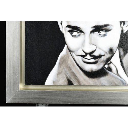 241 - An original oil on canvas of CLARK GABLE in bespoke frame. The painting is signed T V by the English... 