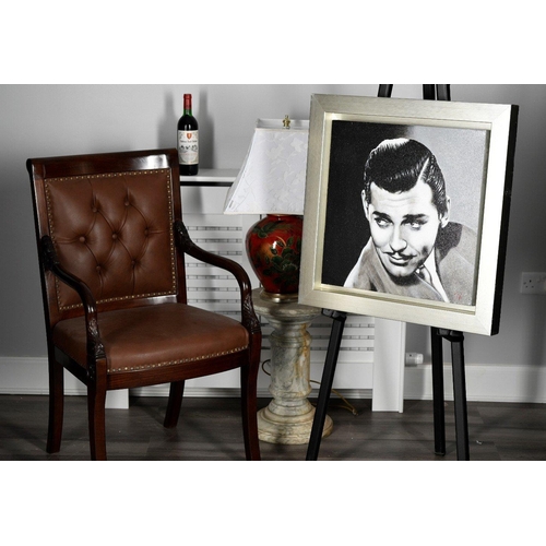 241 - An original oil on canvas of CLARK GABLE in bespoke frame. The painting is signed T V by the English... 