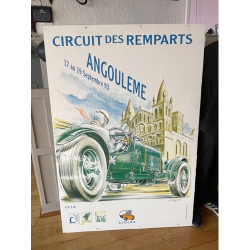 253 - RARE! - A LARGE VINTAGE FRENCH ADVERTISING board CIRCUIT Des REMPARTS ANGOULEME 17th-19th September ... 