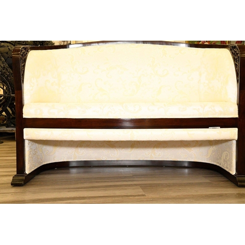 54 - The frame is made from solid rosewood with open hand carving on the arms. The base of the sofa is cr... 