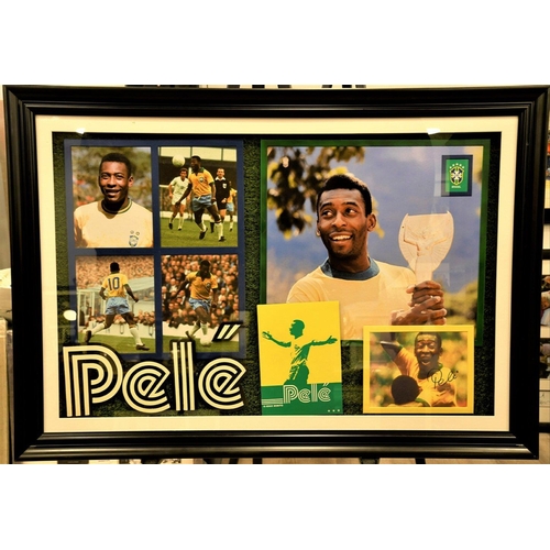 59 - A unique PELE framed memorabilia presentation incorporating the original authenticated signature of ... 