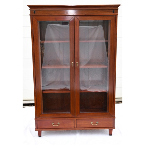 65 - A rosewood document cabinet/bookcase. This has two glass doors that slide back into the cabinet with... 