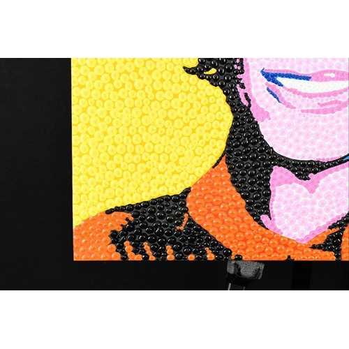 93 - A very unusual contemporary mixed media painting of MICHAEL JACKSON. The painting is on a boxed stre... 