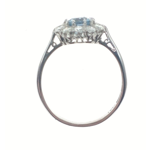 1 - A stunningly beautiful aquamarine and diamond ring set in platinum, marked 18ctPLAT by A.H & S, ... 