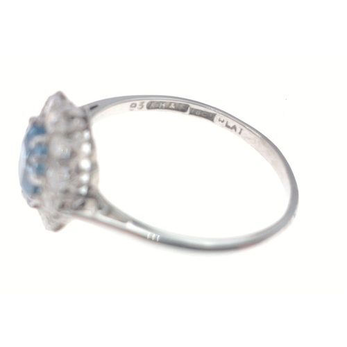 1 - A stunningly beautiful aquamarine and diamond ring set in platinum, marked 18ctPLAT by A.H & S, ... 