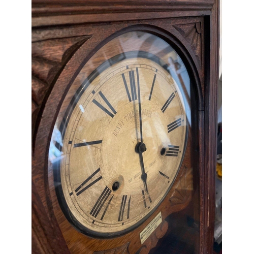 119 - A LARGE ANTIQUE AMERICAN BUNDY TIME RECORDER wall clock British Time Recorder Co Ltd mounted wall cl... 