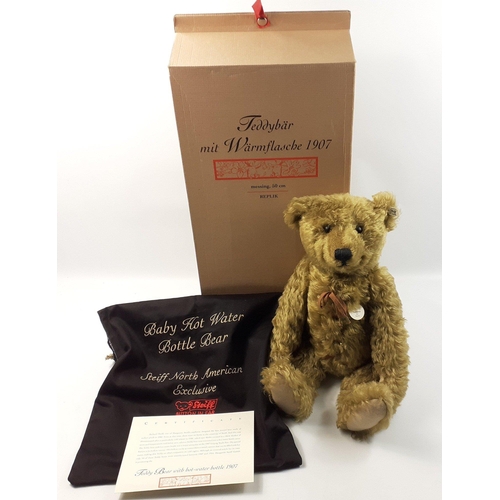 A STEIFF 1907 teddy bear with hot water bottle reference 406621 stands 50cm high with mohair fur