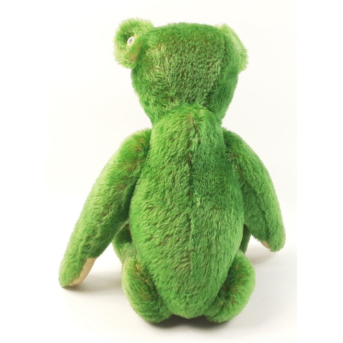 198 - A STEIFF green 1908 Ours Teddy, reference 408540, stands 35cm tall, with certificate number 01071 of... 