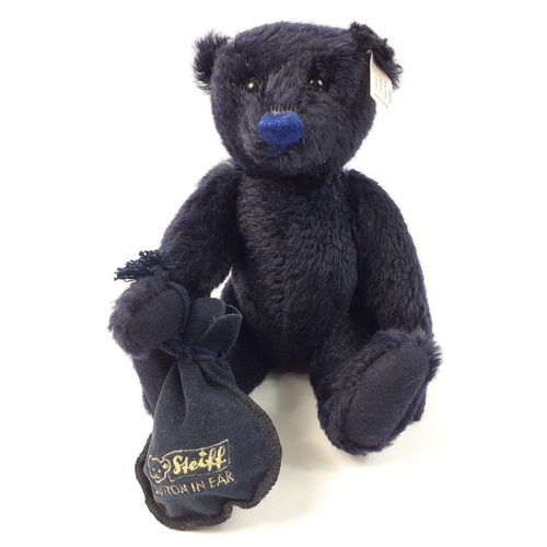 212 - A STEIFF blue belfry bear, reference 661808, standing 24cm tall, with his very own golf ball in a dr... 