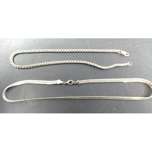 100 - Two neck chains to include one box chain design stamped 925 SILVER 30.05g approx and 40cm long one u... 