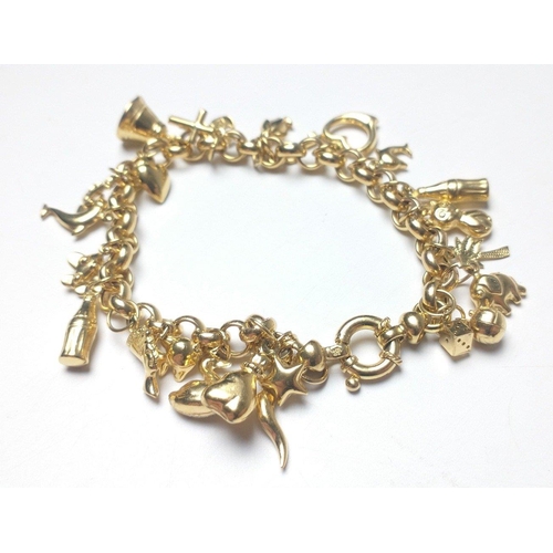 17 - A fully hallmarked 9ct gold charm bracelet with original pre-fit charms. weighs 17.4g approx#18