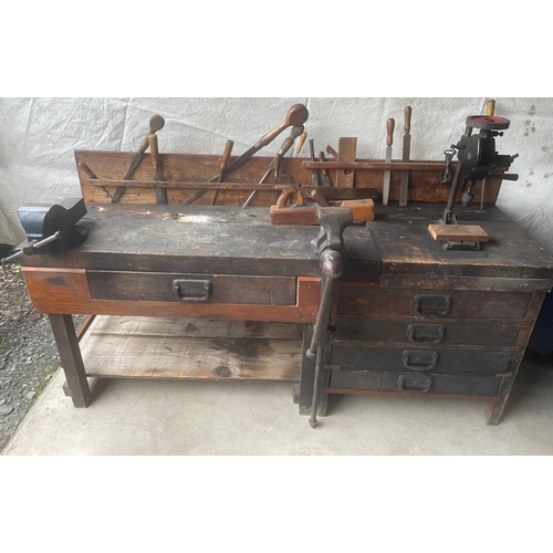 432 - RARE WORKSHOP FIND ! VINTAGE - OLD  ENGINEERS WORKBENCH with a large collection of fascinating vinta... 