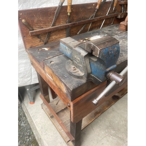 432 - RARE WORKSHOP FIND ! VINTAGE - OLD  ENGINEERS WORKBENCH with a large collection of fascinating vinta... 