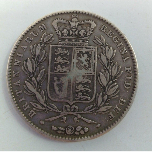 82A - An 1845 VICTORIA Silver Crown VIII to edge. Wear overall but retains good detail.#85