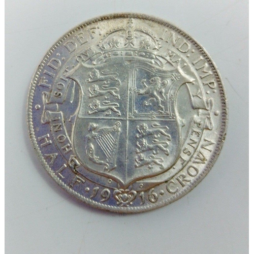 82F - 1916 George V first coinage Half Crown in superior grade. Front white, crisp and clean with great de... 