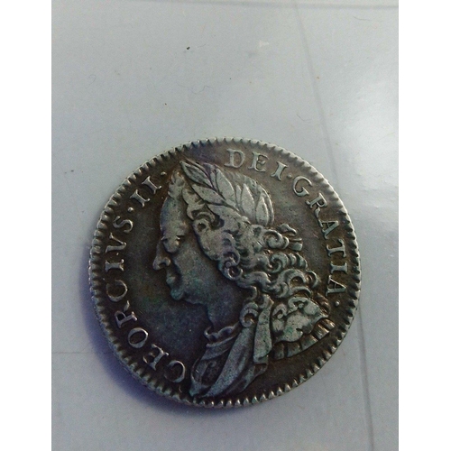 82R - A George II 1757 Silver sixpence. In nice collectible grade but with a countermark J on obverse.#100... 