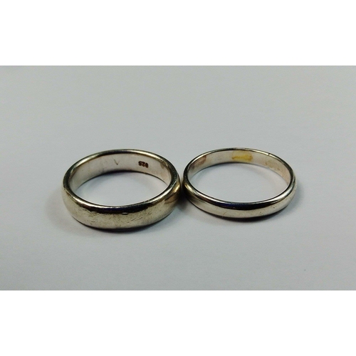 88 - Two silver wedding bands, each stamped 925, size P and size Q, weight 7.20g approx#108