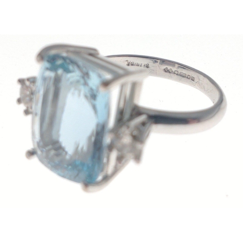 1A - A stunning 18ct white gold fully hallmarked ladies dress ring with a large cushion Aquamarine centre... 