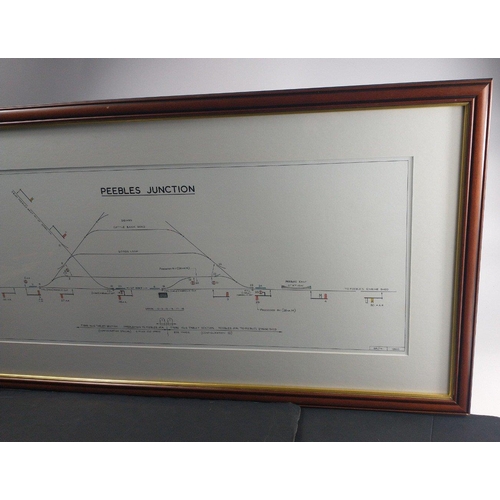 114U - STUNNING !  A superbly well framed line diagram of PEEBLES RAILWAY JUNCTION. 92cm x 47cm.  Interesti... 