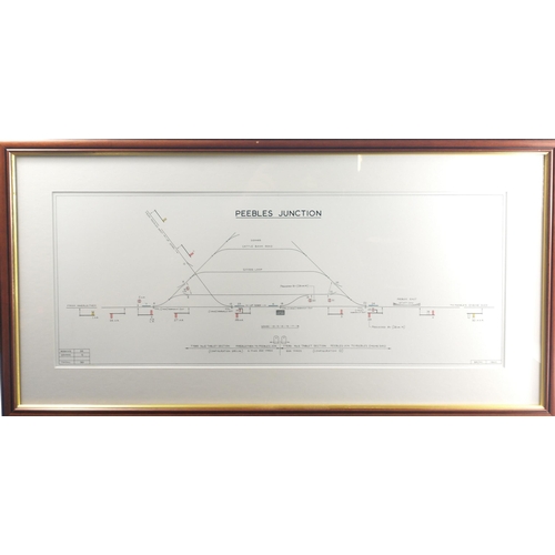 114U - STUNNING !  A superbly well framed line diagram of PEEBLES RAILWAY JUNCTION. 92cm x 47cm.  Interesti... 