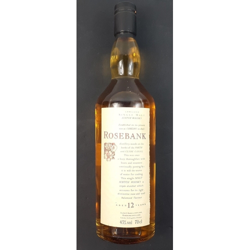 211 - A 70cl bottle of ROSEBANK single malt whisky aged 12 years, gifted at Christmas 2008 with an admonit... 