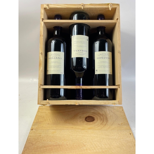 281F - A wooden case of 6 bottles of 2007 CHATEAU HOSANNA POMEROL, contents all in perfect condition#60