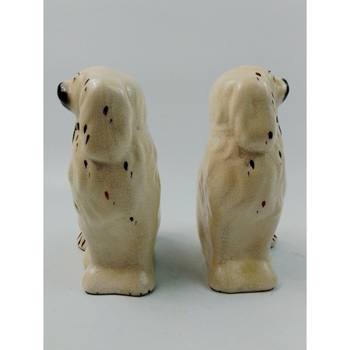 365 - A pair of small crackleware WALLY DUGS sitting only 18cm high#96