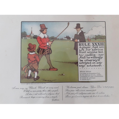 407 - Seven VINTAGE humorous PERRIER WATER golf rules prints in both English and French.  Three measure 44... 