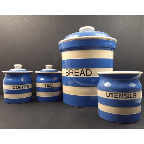 85 - T.G. GREEN POTTERY.  Four super Cloverleaf CORNISHWARE pieces to include large 25cm Bread bin and Co... 