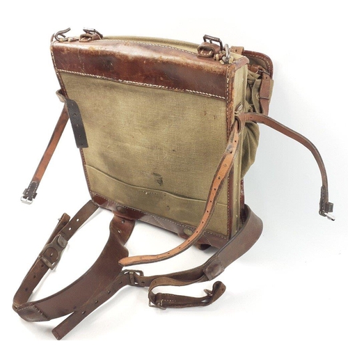 108 - A very rare WWI period German backpack stamped Eugen Blumentahl Berlin 1915.  Some minor repairs to ... 