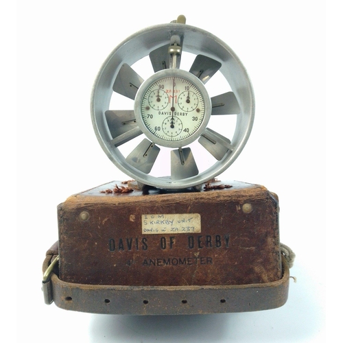 126 - A DAVIS of DERBY anemometer in wonderful original leather case#126