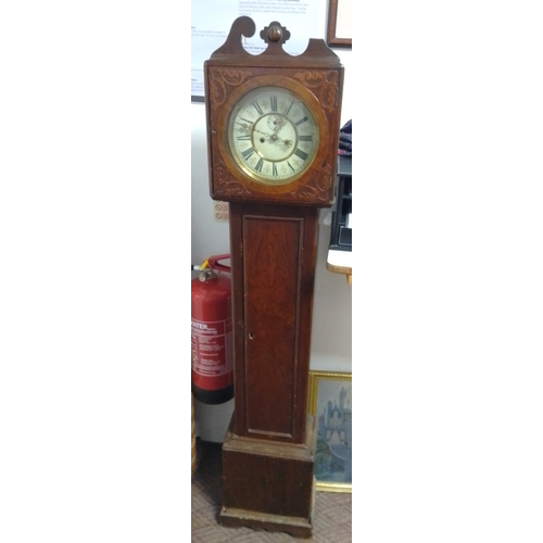 127 - A grand-daughter clock 140cm high with lovely enamel and gilt face#127