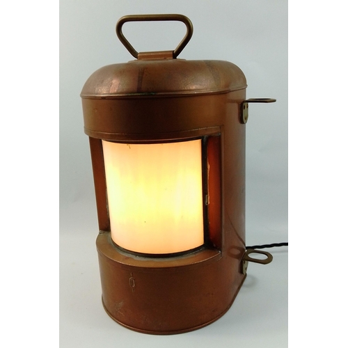 135 - A stunning PETERS & BEY of Hamburg vintage copper nautical navigation lamp, with beautiful milk ... 