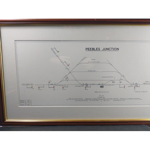 139 - STUNNING !  A superbly well framed line diagram of PEEBLES RAILWAY JUNCTION. 92cm x 47cm.  Interesti... 