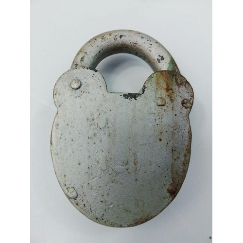 140 - RAILWAY MEMORABILIA.  A wonderful old heavily used NBR stamped padlock that has seen much service an... 