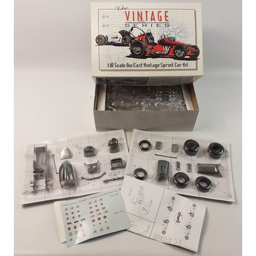 150 - A GMP metal bodied construction kit for a vintage series 1:18 sprint car. Unbuilt components on card... 