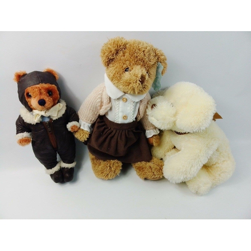 158 - A snuggle of eight teddies and one dog to include Powell Craft, Giorgio of Beverley Hills 1996, Volk... 