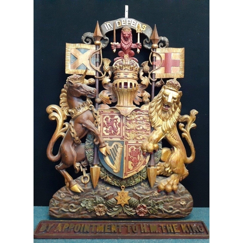 160 - An incredible huge and imposing carved wooden factory sign of The Royal Coat of Arms of Scotland. Th... 