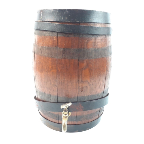 167 - A wooden coopered drinks barrel with one loose band and one missing#167