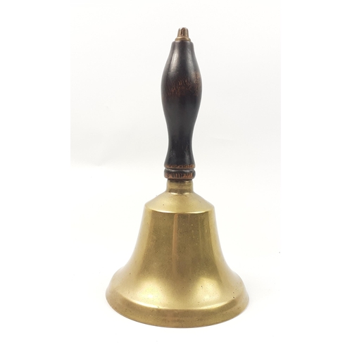 169 - Tales of the old school yard - a vintage handbell with wooden handle 19cm high#169