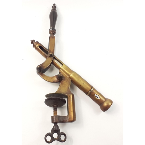 174 - Antique brewerania - THE RAPID CORK DRAWER - a heavy duty, commercial corkscrew, bar-mounted in bras... 