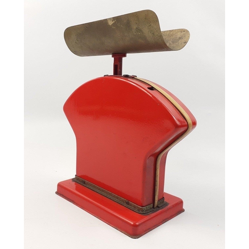 176 - A set of Salter No 30 postal scales, display well in red.  Stands 23cm high#176