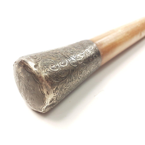 184 - A silver-topped, London 1894 hallmark, made by PR,  gentleman's walking cane, length 92cm approx#184... 