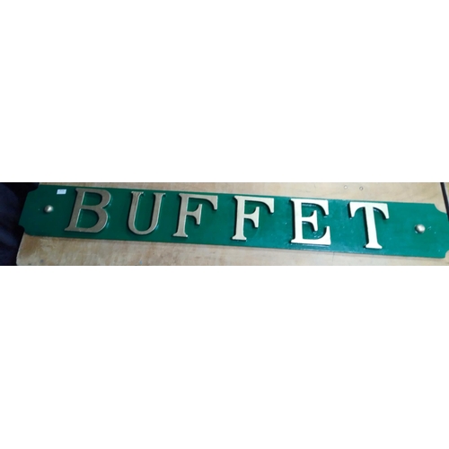 189 - An IMPRESSIVE large BUFFET sign painted in green with gold coloured raised lettering 185cm x 23cm#18... 