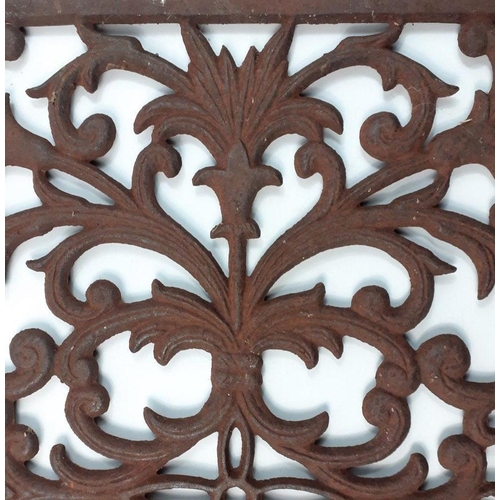 200 - A wrought iron panel with scrolled pierced pattern measuring 58x39cm approx.  Fantastic patina!#200... 