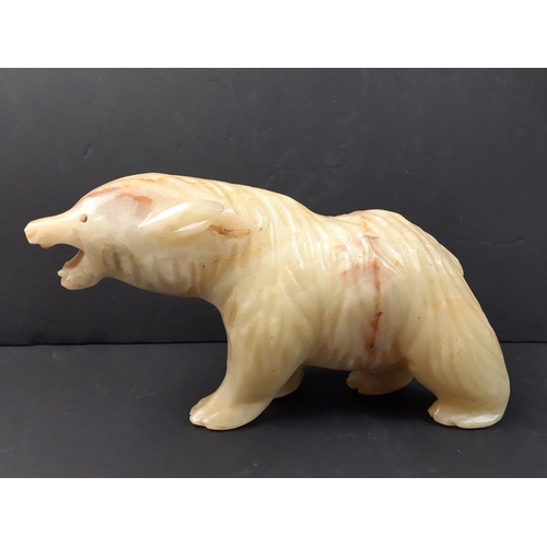 209 - A super large onyx POLAR BEAR.  Very imposing 32cm across and very weighty. May be missing teeth but... 