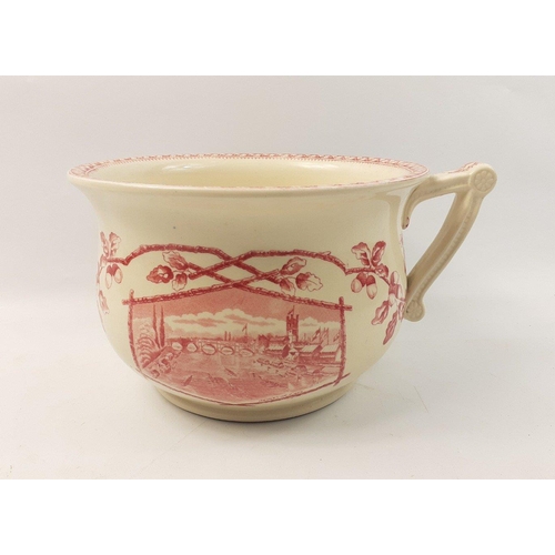 218A - An antique Lake Scene pink and white Foley Pottery chamber pot by JF Wileman - chamber pot is in goo... 