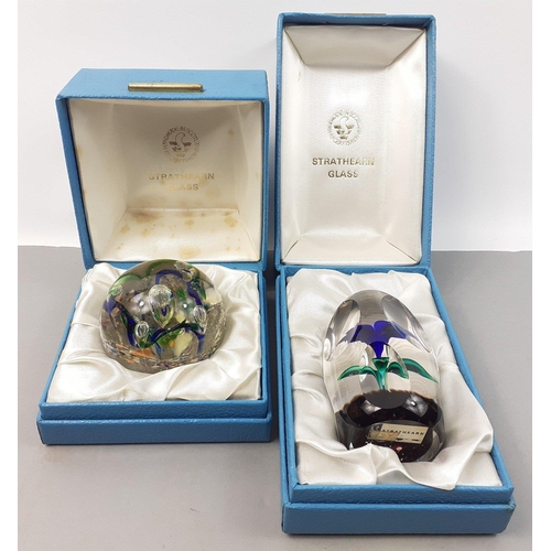 226 - Two boxed STRATHEARN paperweights.  Both in good condition, slight staining to satin in one box.#227... 